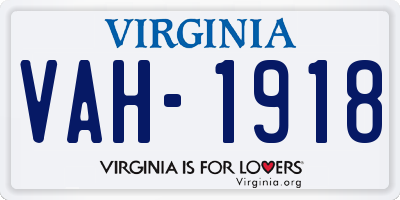 VA license plate VAH1918