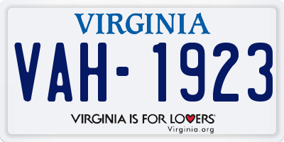 VA license plate VAH1923