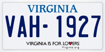 VA license plate VAH1927