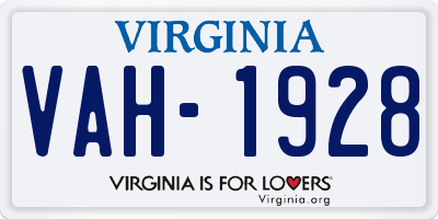 VA license plate VAH1928