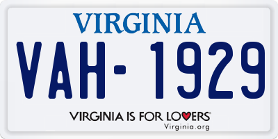 VA license plate VAH1929