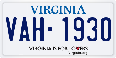 VA license plate VAH1930