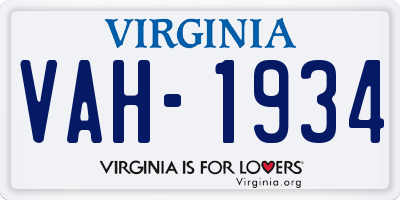 VA license plate VAH1934