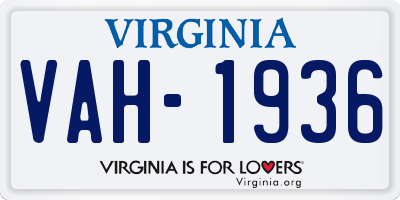 VA license plate VAH1936