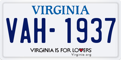 VA license plate VAH1937