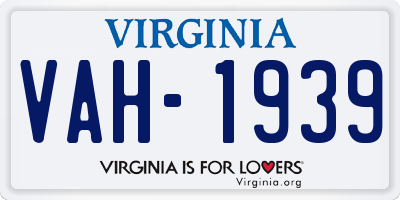 VA license plate VAH1939