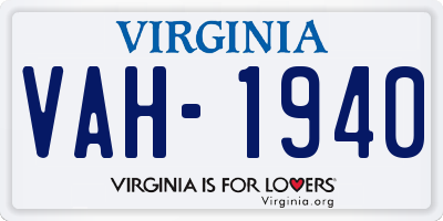 VA license plate VAH1940