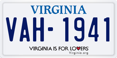 VA license plate VAH1941