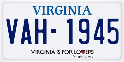 VA license plate VAH1945