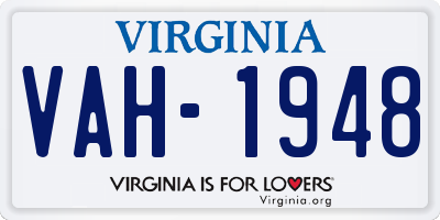 VA license plate VAH1948