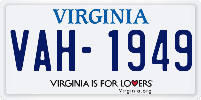VA license plate VAH1949