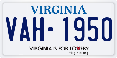 VA license plate VAH1950