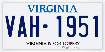 VA license plate VAH1951