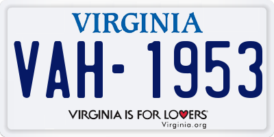 VA license plate VAH1953