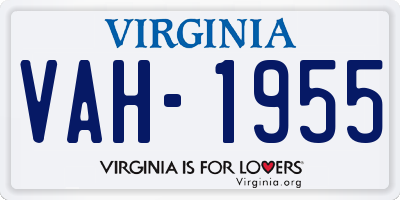 VA license plate VAH1955