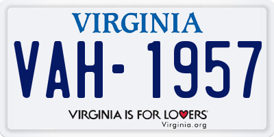 VA license plate VAH1957