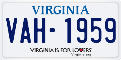 VA license plate VAH1959