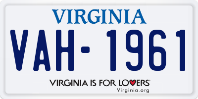 VA license plate VAH1961