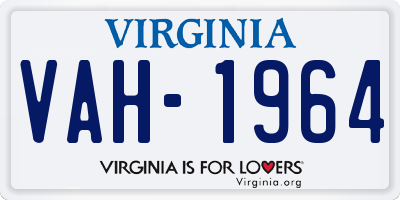 VA license plate VAH1964