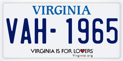 VA license plate VAH1965