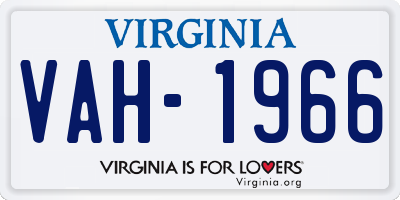 VA license plate VAH1966