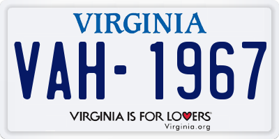 VA license plate VAH1967