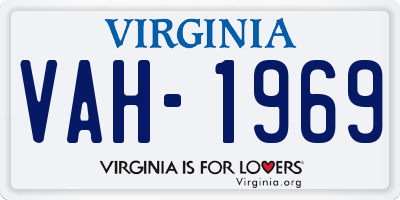 VA license plate VAH1969
