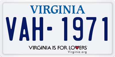 VA license plate VAH1971