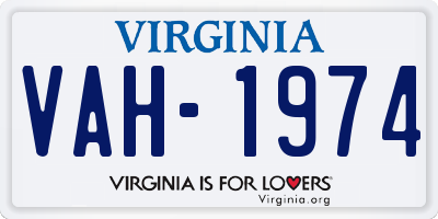 VA license plate VAH1974