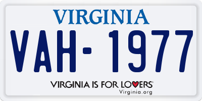 VA license plate VAH1977