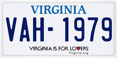 VA license plate VAH1979