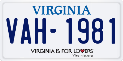 VA license plate VAH1981