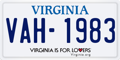 VA license plate VAH1983