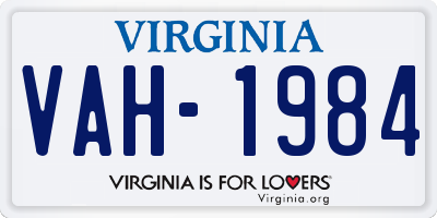 VA license plate VAH1984