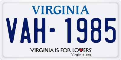 VA license plate VAH1985