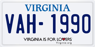 VA license plate VAH1990