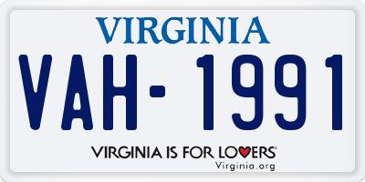 VA license plate VAH1991
