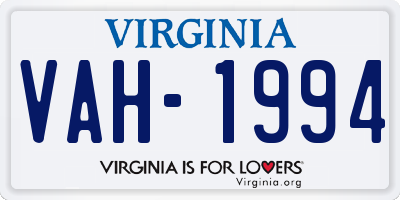 VA license plate VAH1994