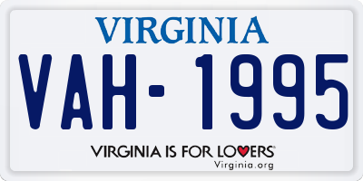VA license plate VAH1995