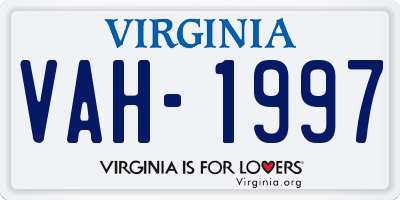 VA license plate VAH1997