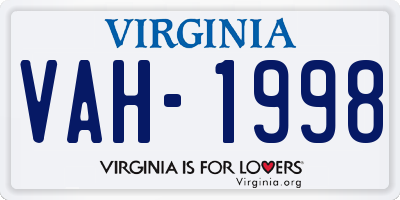 VA license plate VAH1998