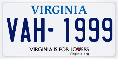 VA license plate VAH1999