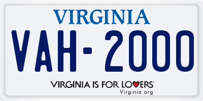 VA license plate VAH2000