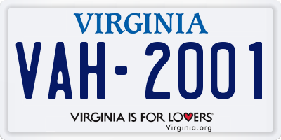 VA license plate VAH2001