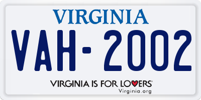 VA license plate VAH2002
