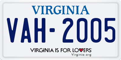 VA license plate VAH2005