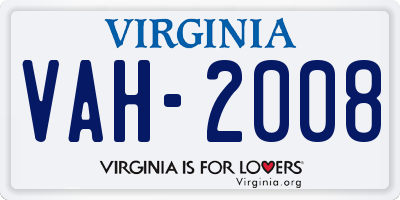 VA license plate VAH2008