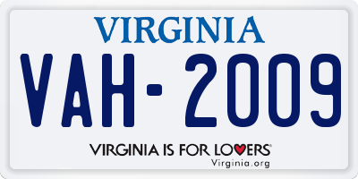 VA license plate VAH2009