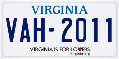 VA license plate VAH2011