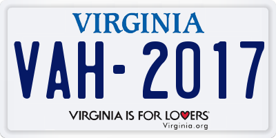 VA license plate VAH2017